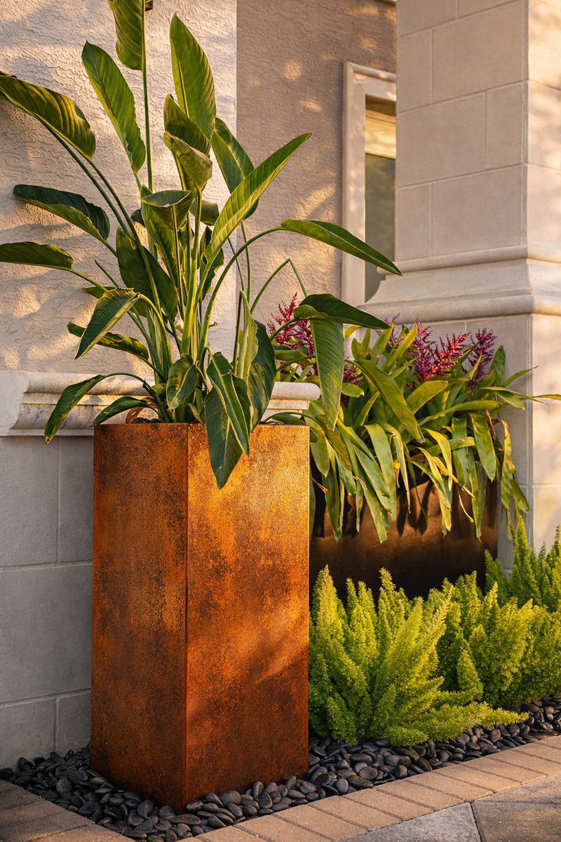 column planter pots Corten Steel Column Planters – MK Design Elements