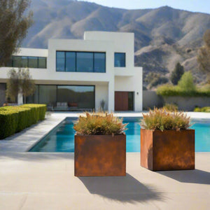 Corten Steel Cube Planters - FREE SHIPPING!