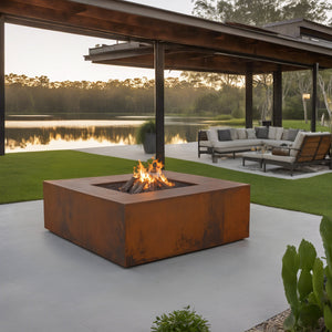 Square Corten Fire Pit - FREE SHIPPING